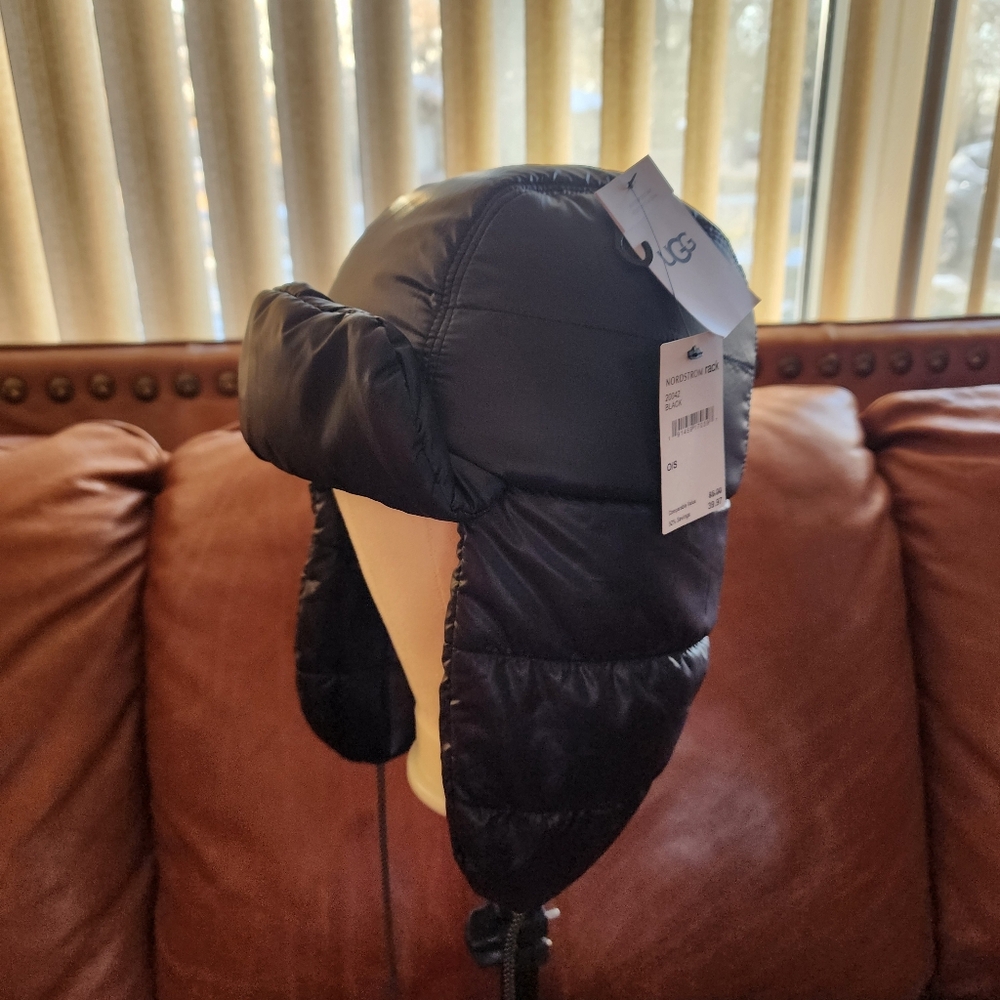 UGG Black Puffer Trapper Hat